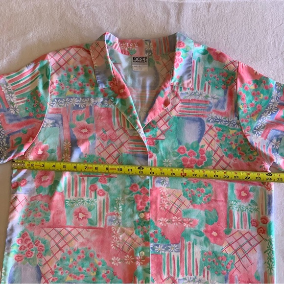 Koret Francisca womens short sleeve button up green multicolor blouse size xL - Picture 6 of 6